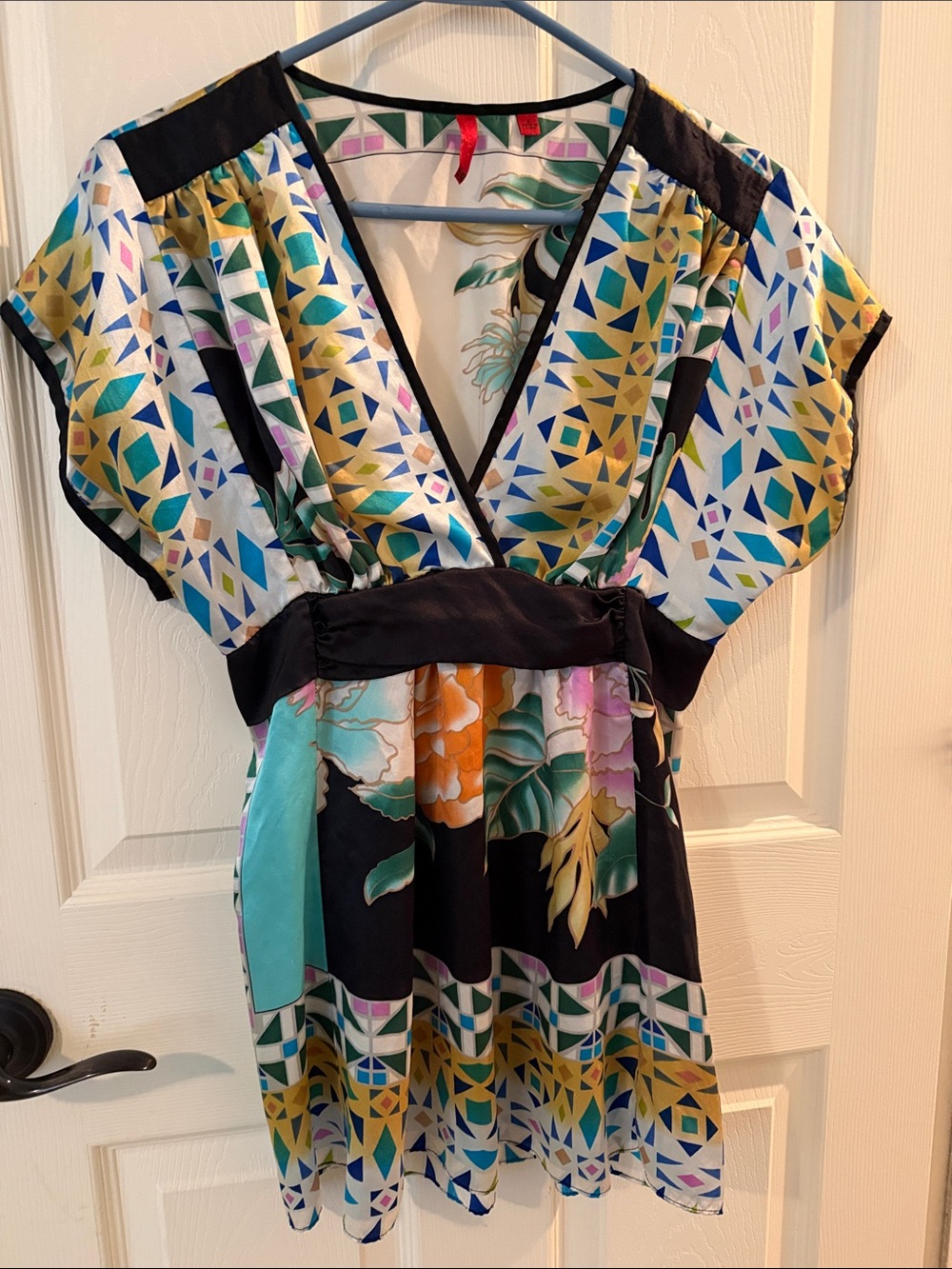 Vibrant Geometric & Floral V-Neck top